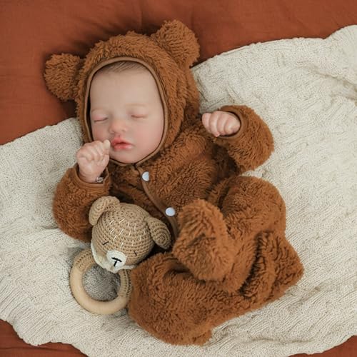 SCOM Lebensechte Reborn-Babypuppe, 50,8 cm, realistische schlafende Babypuppe, echtes Leben, weiche gewichtete Körper mit Zubehör mit Geschenk-Box für Mädchen, Jungen, Kinder ab 3 4 5 6 7 8 Jahren von SCOM