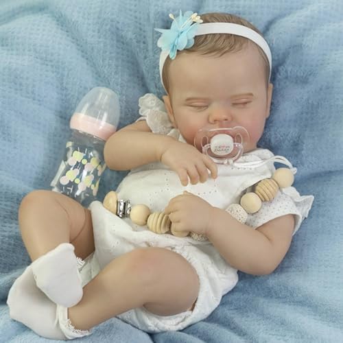 SCOM Lebensechte Reborn-Babypuppen – 50,8 cm realistische Neugeborene, schlafendes Baby-Mädchen, weicher Stoffkörper mit Fütterungsspielzeug für Kinder ab 3 Jahren SCOM Lebensechte Reborn-Babypuppen – 50,8 cm realistische Neugeborene, schlafendes Baby-Mädchen, weicher Stoffkörper mit Fütterungsspielzeug für Kinder ab 3 Jahren von SCOM