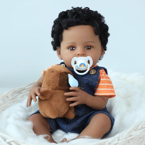 SCOM Realistische Reborn Babypuppen Schwarz-50,8 cm Mädchen Afroamerikanische Neugeborene Babypuppe Lebensecht gewichteter weicher Körper Weihnachten Geburtstagsgeschenk für Kinder ab 3 Jahren SCOM Realistische Reborn Babypuppen Schwarz-50,8 cm Mädchen Afroamerikanische Neugeborene Babypuppe Lebensecht gewichteter weicher Körper Weihnachten Geburtstagsgeschenk für Kinder ab 3 Jahren von SCOM