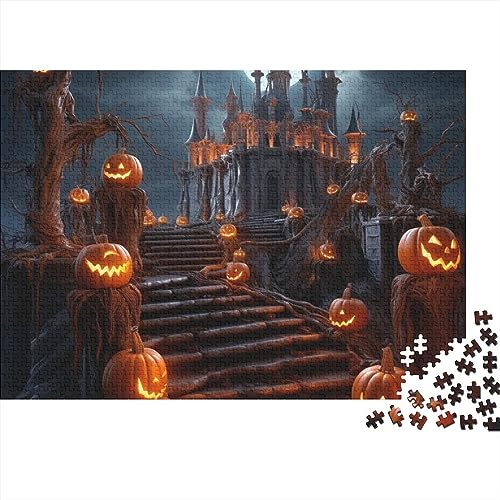 Puzzle Halloween Pumpkin Light Castle,Puzzle Für Erwachsene,Impossible Puzzle,uzzle Farbenfrohes Legespiel, Halloween Decoration Halloween Castle Erwachsenenpuzzle 300pcs (40x28cm) von SCOOVY