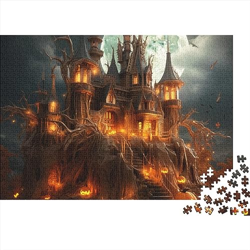 Puzzle Halloween Pumpkin Light Castle-Puzzle Für Erwachsene Und Ab 14 Jahren,Halloween Decoration Halloween Castle1000pcs,Puzzle & Demenz-Geschenke für Senioren(75x50cm) von SCOOVY