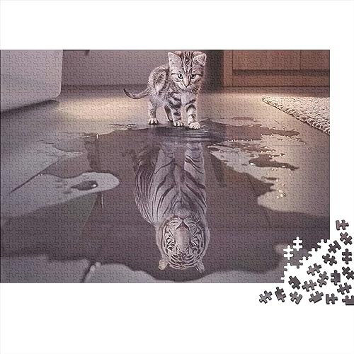 Puzzle Wildlife - Cats - Puzzle Für Erwachsene Und Ab 14 Jahren, Cat and Tiger Reflection Reflection In Water300pcs (40x28cm) von SCOOVY