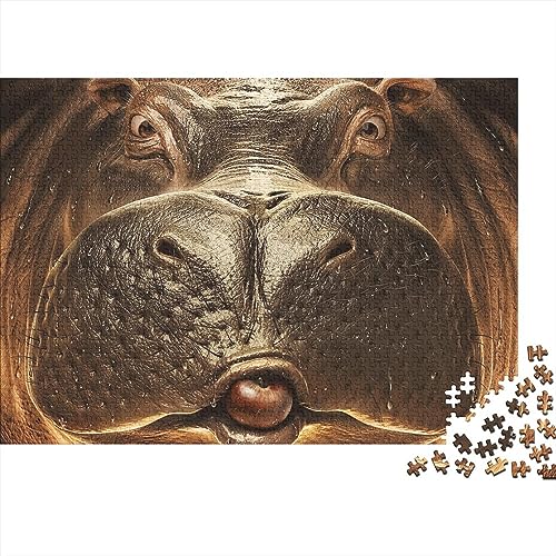 Wildlife - Hippo Puzzle Erwachsene Cute Hippo Hölzern Puzzles Für Erwachsene Lernspiel Herausforderungsspielzeug -teilige Hölzern Puzzles Für Erwachsene 1000pcs (75x50cm) von SCOOVY