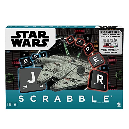 Mattel Games Scrabble Star Wars Edition Familienbrettspiel mit Galaxie-Karten & Spacecraft Mover Pieces Star Wars Glossar Geschenk für Teen Adult oder Familienspiel Nacht ab 10 Jahre & älter von SCRABBLE