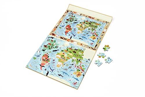 SCRATCH 276181230 Magnetpuzzle für Kinder ab 4 Jahren, 2-in-1 Puzzlen und Entdecken, Motiv: Weltkarte, 80 Teile von SCRATCH