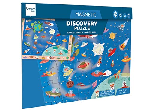 SCRATCH 276181232 Magnetpuzzle für Kinder ab 3 Jahren, 2-in-1 Puzzlen und Entdecken, Motiv: Weltraum, 30 Teile, S von Scratch Europe