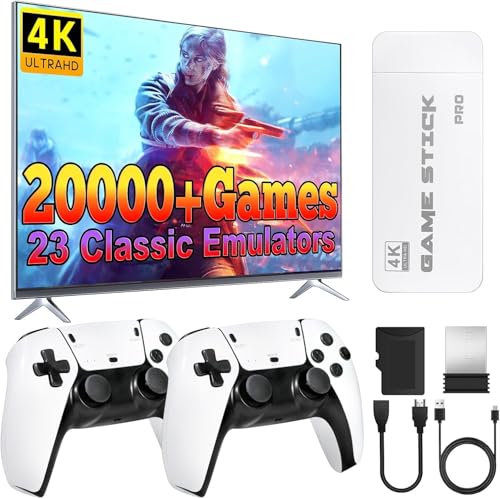 2025 Upgrade Retro Konsole, Game Stick mit 20,000+ Spielen Plug & Play HDMI TV, inkl. 2 Controllern, Geschenk für Familie & Erwachsene (Pro-Edition) von SCRIMEMO