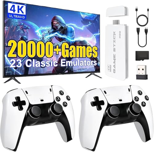2025 Upgrade Retro Konsole Spielkonsole Game Stick, Retrolink Spielkonsole 20,000+ Spiele mit 2 Wireless Controllern Plug & Play für TV HDMI, Geschenk für Jungen & Erwachsene (Q1-Edition) von SCRIMEMO