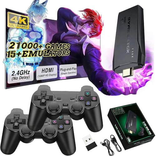 2025 Upgrade Retro Konsole Spielkonsole Game Stick, Retrolink Spielkonsole 20.000+ Spiele Plug & Play für TV HDMI mit 2 Wireless Controllern, Geschenk für Jungen & Erwachsene (Pro Ausgabe) von SCRIMEMO