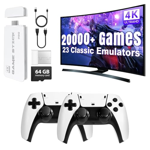 2025 Upgrade Retro Konsole Spielkonsole Game Stick, Retrolink Spielkonsole 20.000+ Spiele Plug & Play für TV HDMI mit 2 Wireless Controllern, Geschenk für Jungen & Erwachsene (T1-Edition) von SCRIMEMO