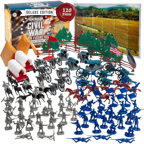 Civil War Army Men Toy Soldier Action Figure Deluxe Playset -120pc with Confederate & Union Soldiers, Cannons, Wagons, Rideable Horses, Terrain & Giant Playmat - Great for Dioramen & School Projects Civil War Army Men Toy Soldier Action Figure Deluxe Playset -120pc with Confederate & Union Soldiers, Cannons, Wagons, Rideable Horses, Terrain & Giant Playmat - Great for Dioramen & School Projects von SCS Direct