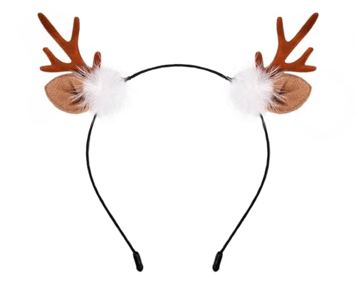 SCSpecial Hirschgeweih Stirnband Rentier Haarband Kitz Horn Haarspange Zubehör für Weihnachten Kostüme Dekorationen (Hellbraun) von SCSpecial