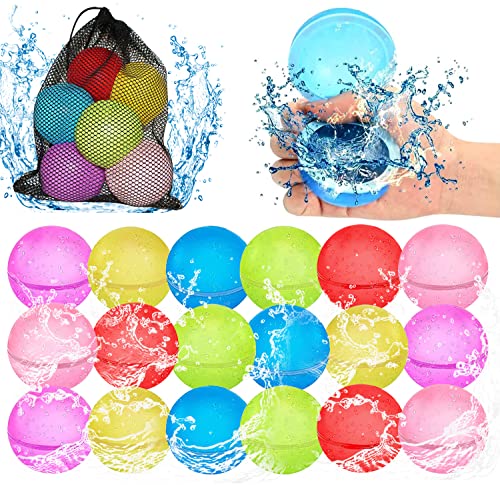 SCUATANBE 18PCS Wiederverwendbare Wasserballons, latexfreier Silikon-Wasserspritzball mit Netzbeutel von SCUATANBE