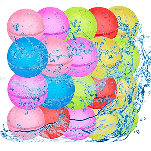 SCUATANBE 20PCS Wiederverwendbare Wasserballons, latexfreier Silikon-Wasserspritzball mit Netzbeutel von SCUATANBE