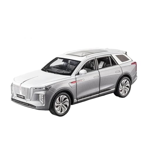 SCVWKAJA Massstabsgetreues Modell Auto 1/24 Für HONGQI E-HS9 SUV Mini Legierung Auto Modell Diecast Metall Off-Road Fahrzeug Büro Dekoration Die-cast Fahrzeug(Silver) von SCVWKAJA