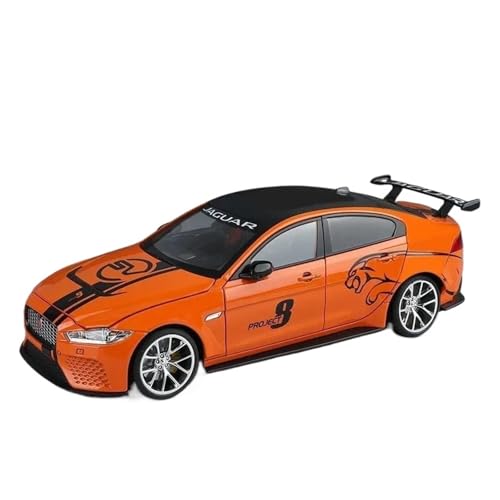 SCVWKAJA Massstabsgetreues Modell Auto 1:18 Für Jaguar XE SV Project 8 Skyline Fertiges Metallmodellauto Miniatur-Luxussportwagen-Legierungsornamente Die-cast Fahrzeug(Orange) von SCVWKAJA