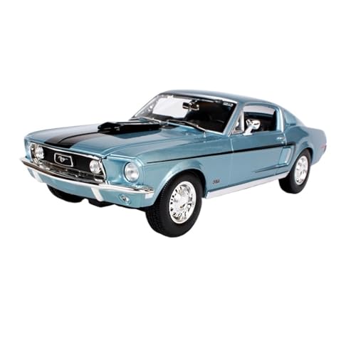 SCVWKAJA Massstabsgetreues Modell Auto 1:18 for Ford Mustang GT 1968 Maßstab Replika Statische Anzeige Legierung Auto Modell Sammlung Serie Die-cast Fahrzeug(Blue) von SCVWKAJA