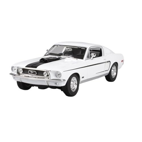 SCVWKAJA Massstabsgetreues Modell Auto 1:18 for Ford Mustang GT 1968 Maßstab Replika Statische Anzeige Legierung Auto Modell Sammlung Serie Die-cast Fahrzeug(White) von SCVWKAJA
