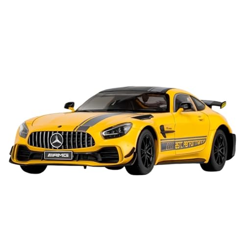 SCVWKAJA Massstabsgetreues Modell Auto 1:18 for Mercedes-Benz GTR Simulierte Auto Modell Klassische Metall Ornamente Sammlung Display Die-cast Fahrzeug(Yellow) von SCVWKAJA