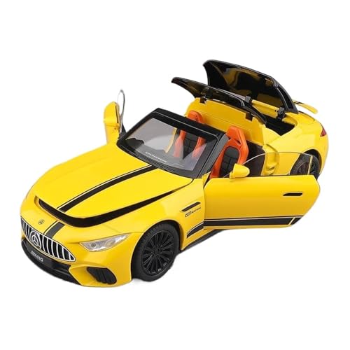 SCVWKAJA Massstabsgetreues Modell Auto 1:22 for Mercedes-Benz SL63 Statische Legierung Automodell Maßstab Druckguss Fahrzeug Dekoration Serie Die-cast Fahrzeug(Yellow) von SCVWKAJA