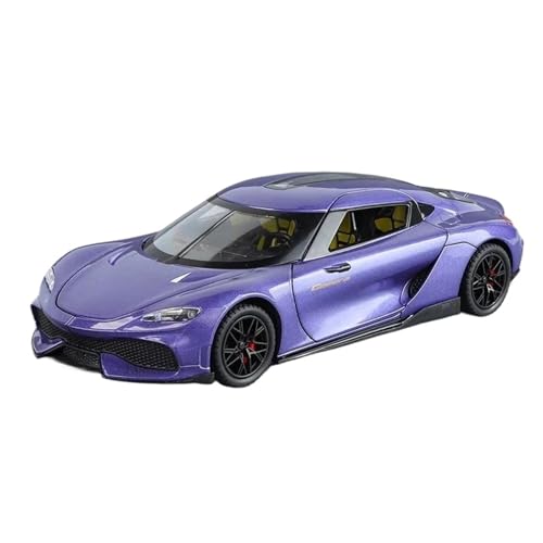 SCVWKAJA Massstabsgetreues Modell Auto 1:24 Für Koenigsegg Gemera GT Miniatur Metall Büro Desktop Dekoration Ornamente Legierung Statische Auto Modell Die-cast Fahrzeug(Purple) von SCVWKAJA