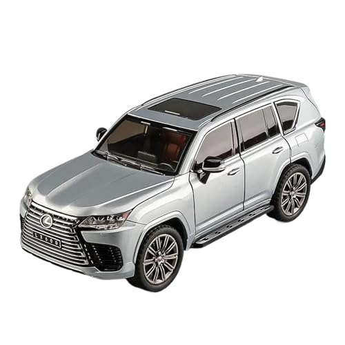SCVWKAJA Massstabsgetreues Modell Auto 1:24 Für Lexus LX600 SUV Legierung Legierung Druckguss Auto Modell Maßstab Modell Mit Sound Und Licht Ausstellung Die-cast Fahrzeug(Chrome) von SCVWKAJA