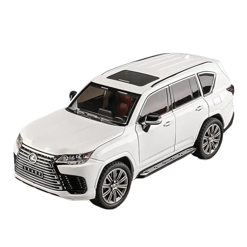 SCVWKAJA Massstabsgetreues Modell Auto 1:24 Für Lexus LX600 SUV Legierung Legierung Druckguss Auto Modell Maßstab Modell Mit Sound Und Licht Ausstellung Die-cast Fahrzeug(White) von SCVWKAJA