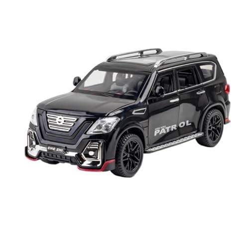 SCVWKAJA Massstabsgetreues Modell Auto 1:24 Für Nissan Patrol Klassische Legierung Auto Modell Metall Simulation Design Home Office Sammlung Die-cast Fahrzeug(Black) von SCVWKAJA
