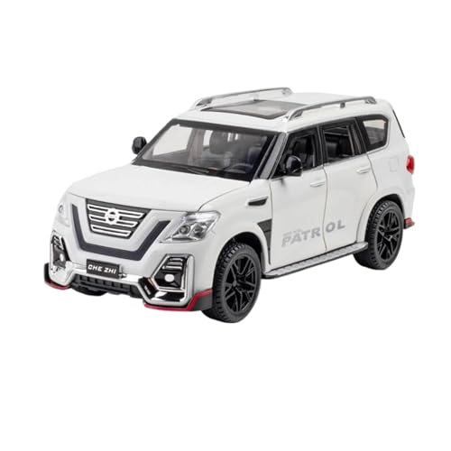 SCVWKAJA Massstabsgetreues Modell Auto 1:24 Für Nissan Patrol Klassische Legierung Auto Modell Metall Simulation Design Home Office Sammlung Die-cast Fahrzeug(White) von SCVWKAJA