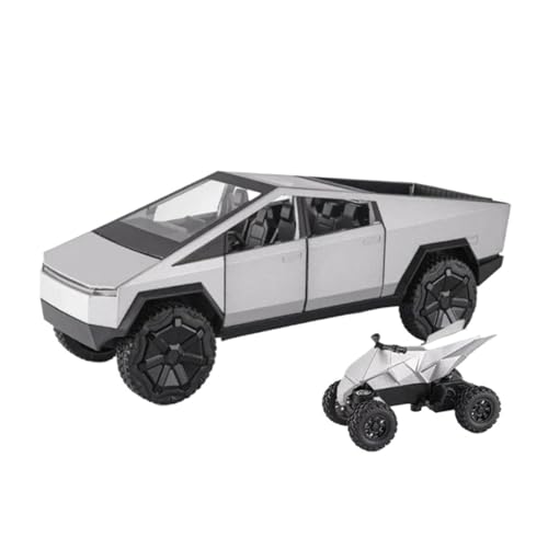 SCVWKAJA Massstabsgetreues Modell Auto 1:24 Für Teslas Cybertruck Pickup Druckguss Metall Auto Modell Miniatur Fahrzeug Display Sammlung Ornamente Die-cast Fahrzeug(Silver) von SCVWKAJA