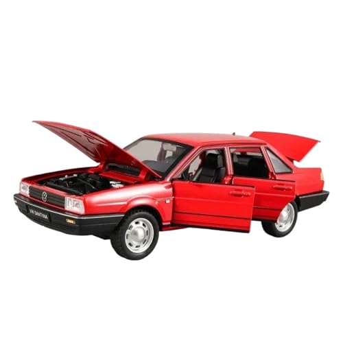 SCVWKAJA Massstabsgetreues Modell Auto 1:24 Für Volkswagen Santana Exquisite Luxus Legierung Auto Modell Skala Fahrzeug Modell Dynamische Ornamente Die-cast Fahrzeug(Red) von SCVWKAJA