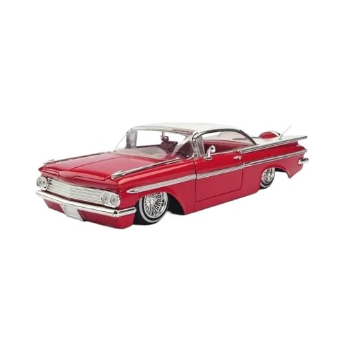 SCVWKAJA Massstabsgetreues Modell Auto 1:24 for Chevy Impala 1959 Simulation Legierung Auto Modell Statische Souvenir Display Sammlung Die-cast Fahrzeug(Red) von SCVWKAJA