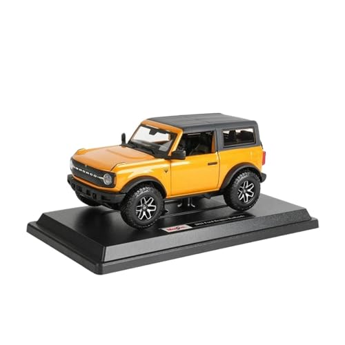 SCVWKAJA Massstabsgetreues Modell Auto 1:24 for Ford Bronco Badlands 2021 Legierung Modell Auto Fahrzeug Diecast Metall Auto Simulation Sound Licht Die-cast Fahrzeug(Yellow) von SCVWKAJA