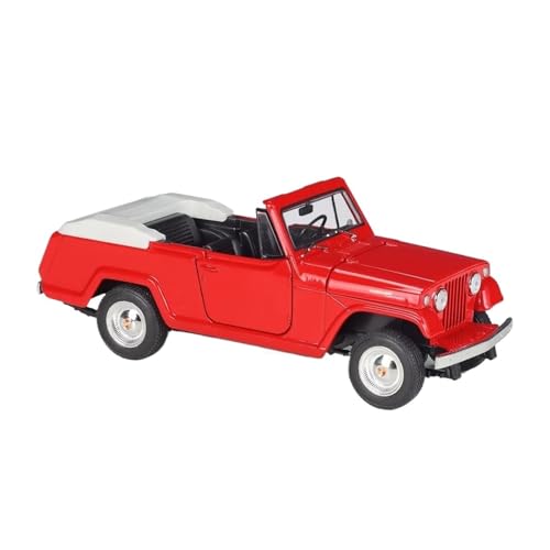 SCVWKAJA Massstabsgetreues Modell Auto 1:24 for Jeep Jeepster 1967 Klassische Retro-Oldtimer-Sammlung Ornamente Luxus Statisches Automodell Die-cast Fahrzeug(Red) von SCVWKAJA