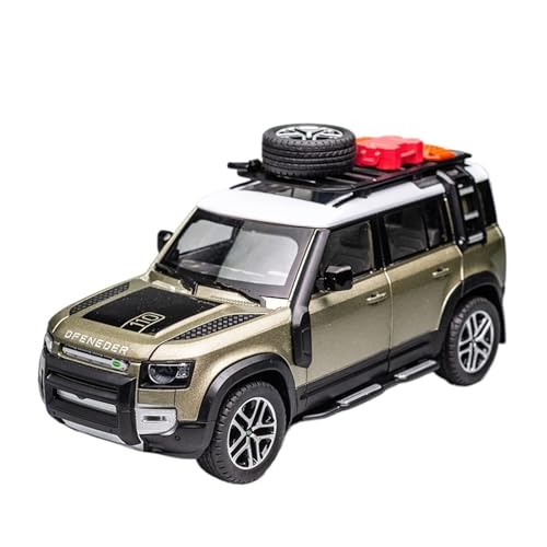 SCVWKAJA Massstabsgetreues Modell Auto 1:24 for Land Rover Defender Sammlerstück Sportwagen Legierung Metall Statische Replik Modell Auto Ornamente Die-cast Fahrzeug(Gold) von SCVWKAJA