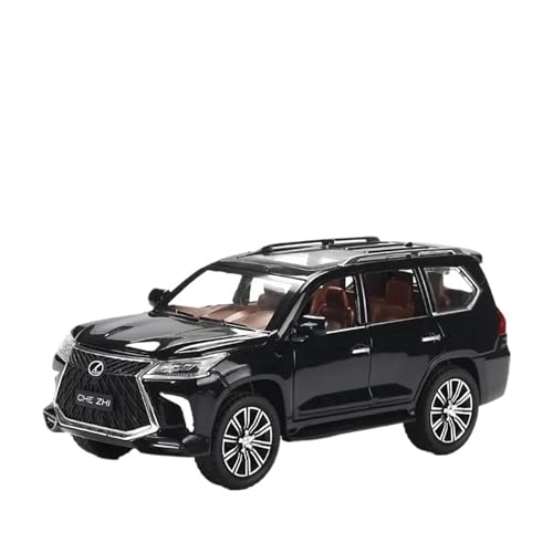 SCVWKAJA Massstabsgetreues Modell Auto 1:24 for Lexus LX570 SUV Luxus-Legierungsautomodell Mit Sound Und Zurückziehbarer Home-Office-Dekoration Die-cast Fahrzeug(Black) von SCVWKAJA