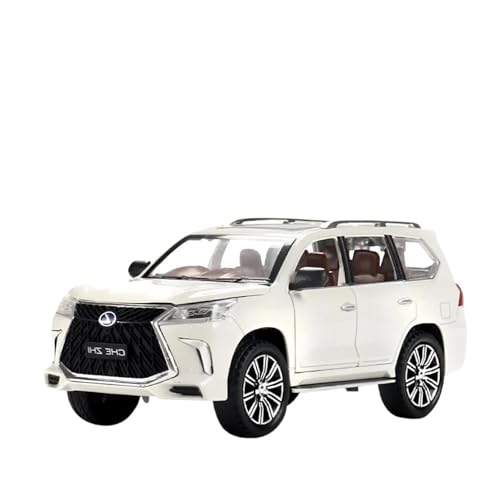 SCVWKAJA Massstabsgetreues Modell Auto 1:24 for Lexus LX570 SUV Luxus-Legierungsautomodell Mit Sound Und Zurückziehbarer Home-Office-Dekoration Die-cast Fahrzeug(White) von SCVWKAJA