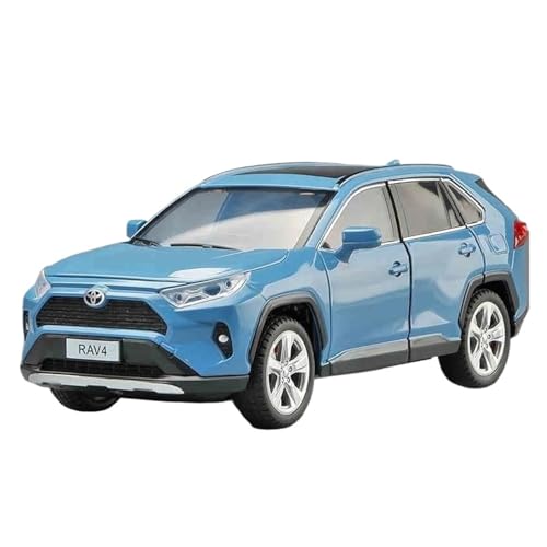SCVWKAJA Massstabsgetreues Modell Auto 1:24 for Toyota RAV4 SUV Luxus-Legierungsautomodell Mit Sound Und Zurückziehbarer Home-Office-Dekoration Die-cast Fahrzeug(Blue) von SCVWKAJA