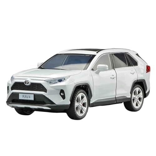 SCVWKAJA Massstabsgetreues Modell Auto 1:24 for Toyota RAV4 SUV Luxus-Legierungsautomodell Mit Sound Und Zurückziehbarer Home-Office-Dekoration Die-cast Fahrzeug(White) von SCVWKAJA