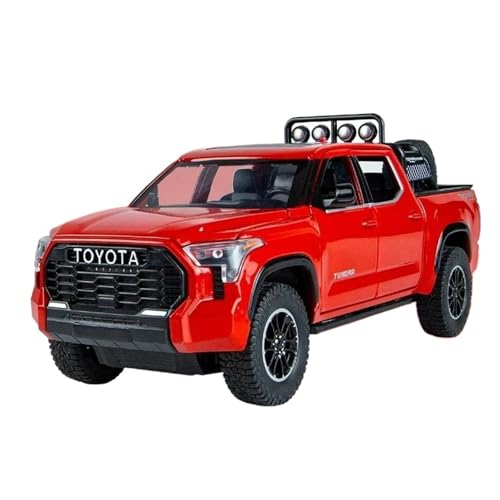 SCVWKAJA Massstabsgetreues Modell Auto 1:24 for Toyota Tundra. Simuliertes Automodell Mit Rückzug Kann Als Heim- Oder Bürodekoration Verwendet Werden Die-cast Fahrzeug(Red) von SCVWKAJA