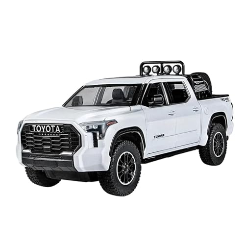 SCVWKAJA Massstabsgetreues Modell Auto 1:24 for Toyota Tundra. Simuliertes Automodell Mit Rückzug Kann Als Heim- Oder Bürodekoration Verwendet Werden Die-cast Fahrzeug(White) von SCVWKAJA