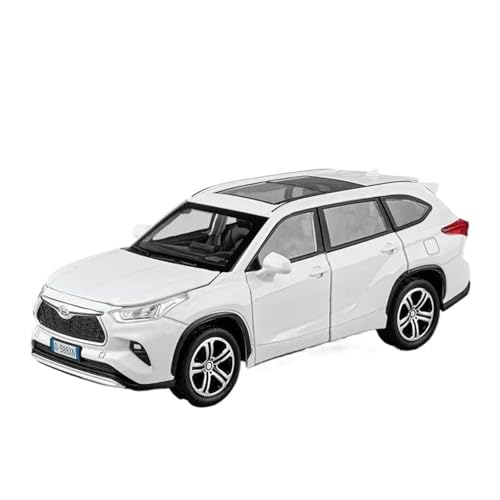 SCVWKAJA Massstabsgetreues Modell Auto 1:32 Für Toyota Highlander SUV 2023 Legierung Simulation Auto Modell Tür Kann Geöffnet Werden Desktop Ornamente Die-cast Fahrzeug(White) von SCVWKAJA