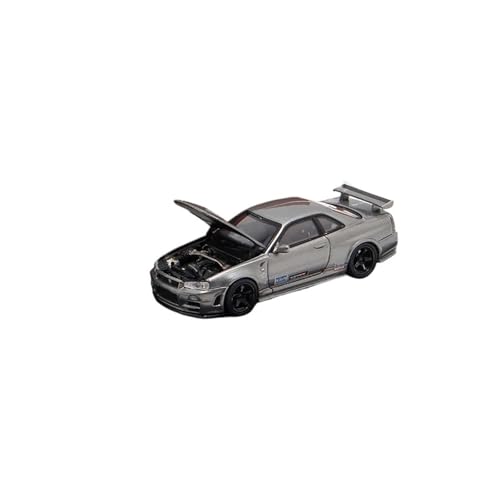 SCVWKAJA Massstabsgetreues Modell Auto 1:64 for Nissan GT-R R34 Luxus-Gusslegierung Automodell Moderne Handwerk Ornamente Modellsammlung Die-cast Fahrzeug(Titanium 1) von SCVWKAJA