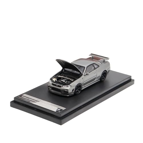 SCVWKAJA Massstabsgetreues Modell Auto 1:64 for Nissan GT-R R34 Luxus-Gusslegierung Automodell Moderne Handwerk Ornamente Modellsammlung Die-cast Fahrzeug(Titanium 2) von SCVWKAJA