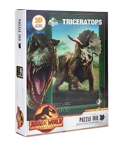 SD TOYS SDTUNI25574 3D Effekt Triceratops Jurassic World-Puzzle 100 Teile-SDTUNI25574-Mehrfarbig-One Size, bunt von SD TOYS