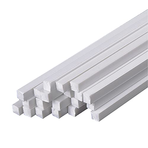 ABS-Vierkantstangen, Seitenlänge 1,5–5 mm, for Architekturmodellbau, DIY, weiß, Länge 500 mm/3 x 3 x 500 mm (35 Stück)(4X4X500Mm (20Pcs)) von SDAZHX