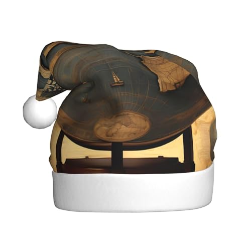 Ancient World Globe Weihnachtsmütze, Plüschstoff, Weihnachtsmannmütze für Weihnachten, Kostümparty und Feiertage, 1 Stück Ancient World Globe Weihnachtsmütze, Plüschstoff, Weihnachtsmannmütze für Weihnachten, Kostümparty und Feiertage, 1 Stück von SDEGTHO