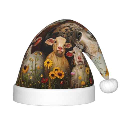 Bauernhoftier 1 Packung Weihnachtsmützen Plüsch Weihnachtsmannmütze für Jugendliche Weihnachten Kostüm Party und Urlaub Event von SDEGTHO