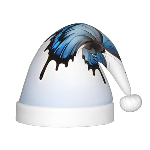 Blauer Schmetterling 1 Packung Weihnachtsmützen Plüsch Weihnachtsmannmütze für Jugendliche Weihnachten Kostüm Party und Urlaub Event von SDEGTHO