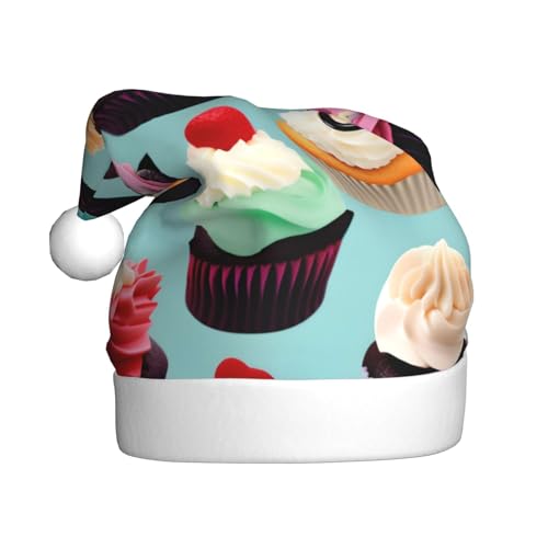 Bunte Cupcakes Weihnachtsmütze, Plüschstoff, Weihnachtsmannmütze für Weihnachten, Kostümparty und Feiertage, 1 Packung Bunte Cupcakes Weihnachtsmütze, Plüschstoff, Weihnachtsmannmütze für Weihnachten, Kostümparty und Feiertage, 1 Packung von SDEGTHO